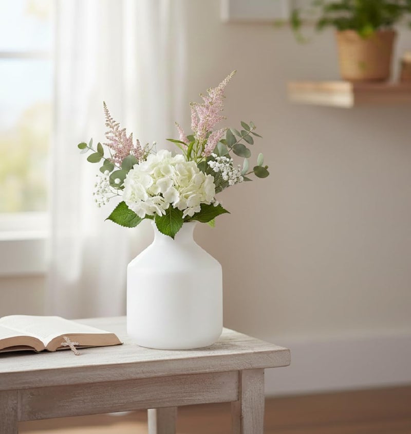 Mkd2 Rise Ceramic Flower Vase Pot Without Flowers, Small, White, 1 Piece for Home Decor, Living Room, Bedroom, Center Table and Office Decoration - Image 1
