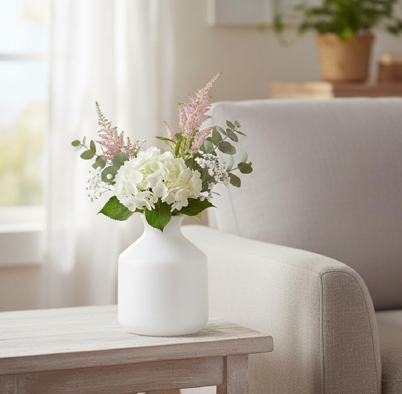 Mkd2 Rise Ceramic Flower Vase Pot Without Flowers, Small, White, 1 Piece for Home Decor, Living Room, Bedroom, Center Table and Office Decoration - Image 2