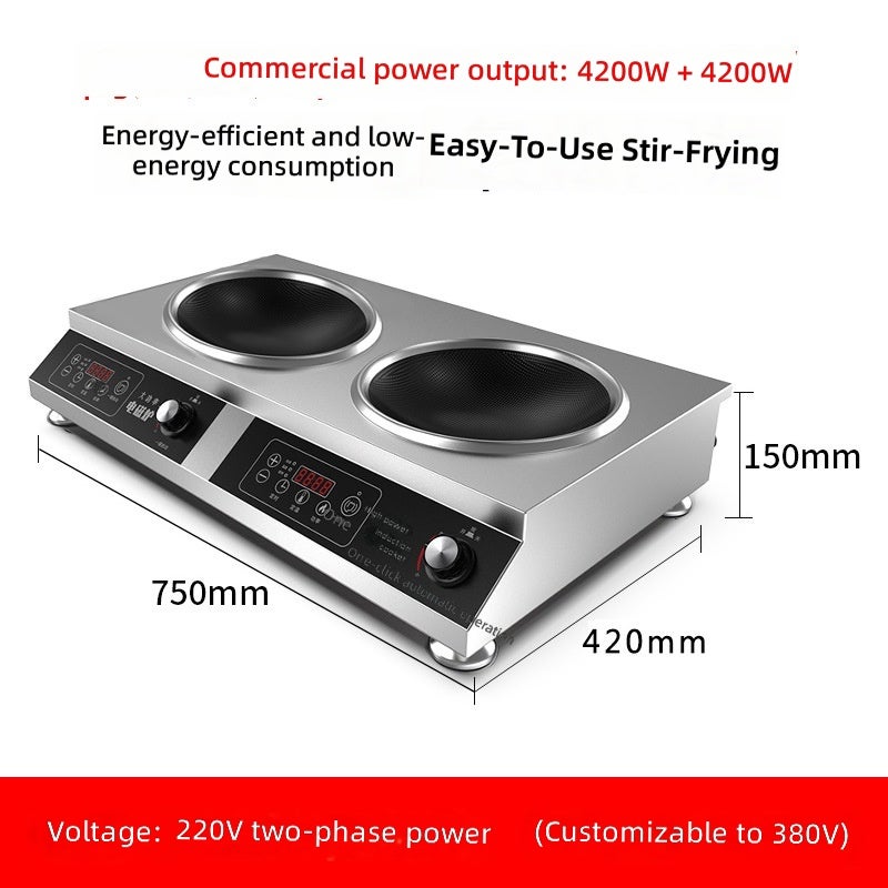 Dual-Burner Electric Cooktop with Black Crystal Panel - High Power, Multi-Function for Home and Commercial Use - Image 1