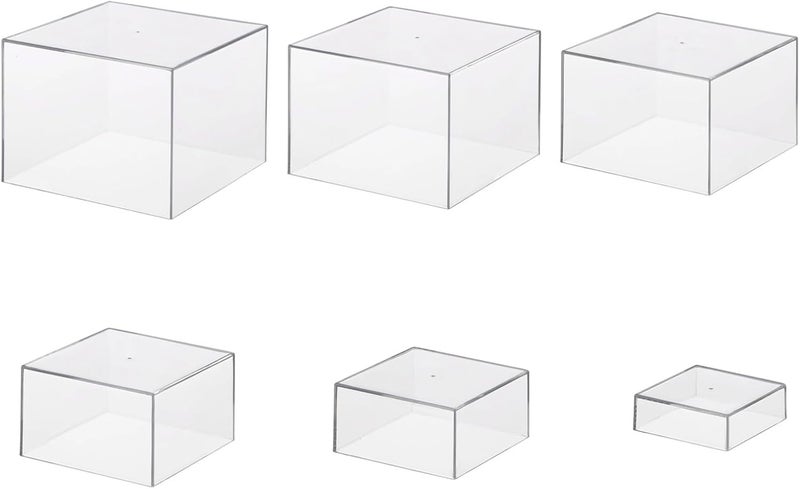 6 Pcs Acrylic Display Risers Set, Transparent Square Display Boxes, 3-8 Inch / 7.5-20 Cm, Versatile Food Display Case, Buffet Stand for Dessert, Collectibles, Retail Products - Image 1