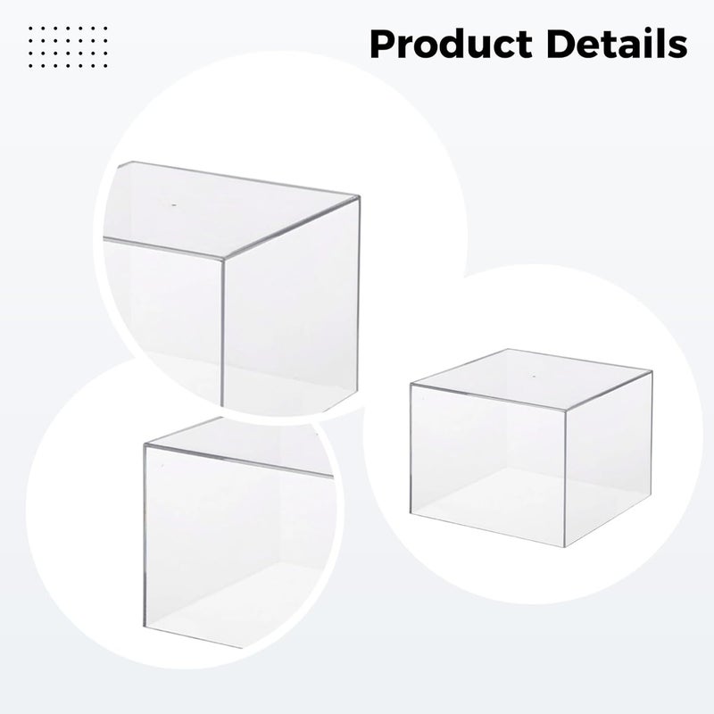 6 Pcs Acrylic Display Risers Set, Transparent Square Display Boxes, 3-8 Inch / 7.5-20 Cm, Versatile Food Display Case, Buffet Stand for Dessert, Collectibles, Retail Products - Image 2