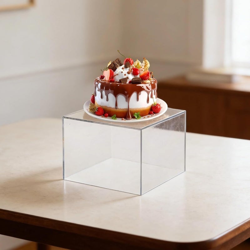 6 Pcs Acrylic Display Risers Set, Transparent Square Display Boxes, 3-8 Inch / 7.5-20 Cm, Versatile Food Display Case, Buffet Stand for Dessert, Collectibles, Retail Products - Image 3