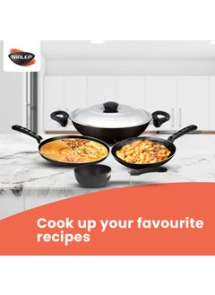 NIRLEP Nirlep Aspa Happiness Cookware Set 5 pcs,1 Fry Pan,1 Tawa,1 Kadhai with 1 Stainless Steel Lid,1 Tadka Pan  - Image 5