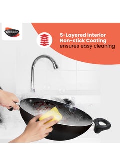 NIRLEP Nirlep Aspa Happiness Cookware Set 5 pcs,1 Fry Pan,1 Tawa,1 Kadhai with 1 Stainless Steel Lid,1 Tadka Pan  - Image 2