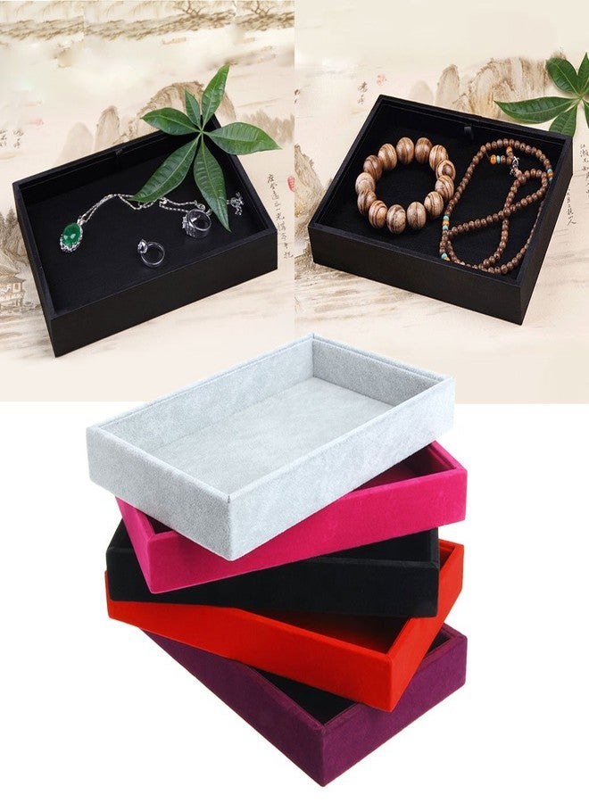 Youngy Stackable Jewelry Trays Inserts Velvet Catch All Jewelry Display Tray Case - Hot Pink - Image 3