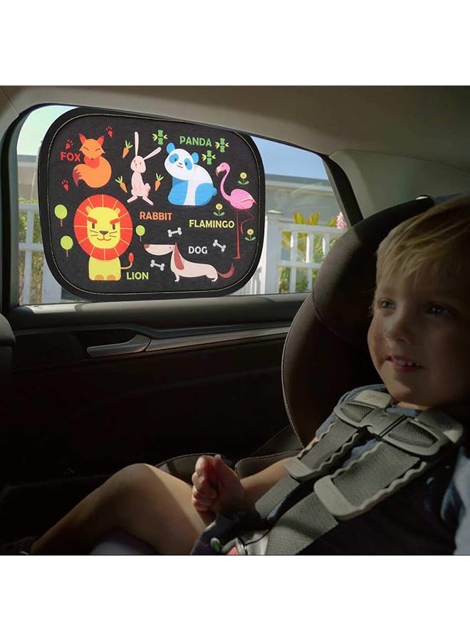sulfar 2Pcs Static Cling Baby Children Car Window Sun Shades To Block Harmful Uv Rays Sun Glare Heat (Animals) - Image 3