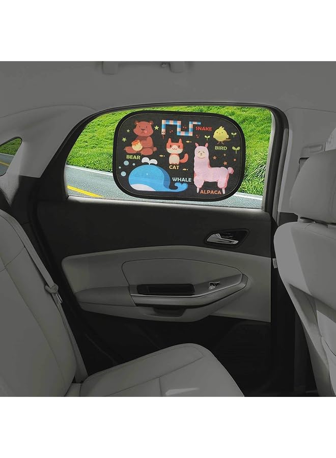 sulfar 2Pcs Static Cling Baby Children Car Window Sun Shades To Block Harmful Uv Rays Sun Glare Heat (Animals) - Image 2
