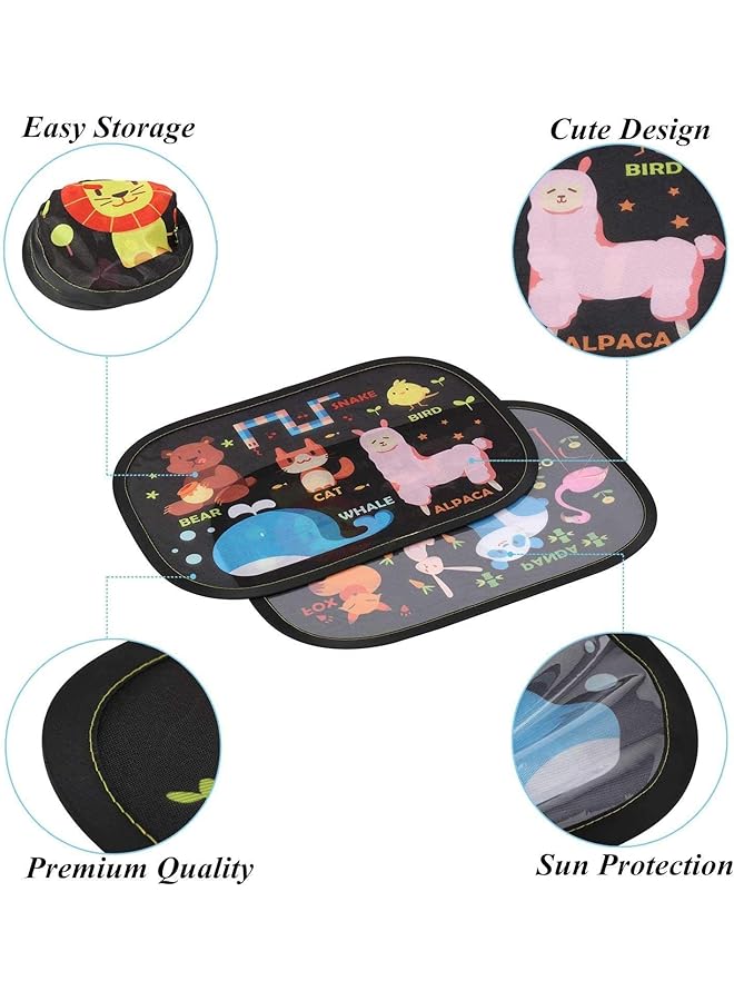 sulfar 2Pcs Static Cling Baby Children Car Window Sun Shades To Block Harmful Uv Rays Sun Glare Heat (Animals) - Image 4