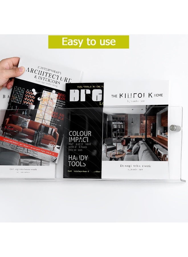 TPGP حامل مجلات أكريليك شفاف 2 حزمة، رف كتب معلق على الحائط لتخزين الأدب، رف عرض ملفات الكتيبات لغرفة الانتظار، غرفة المعيشة، المكتب، المنزل - Image 3
