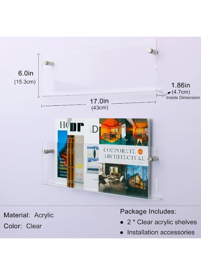 TPGP حامل مجلات أكريليك شفاف 2 حزمة، رف كتب معلق على الحائط لتخزين الأدب، رف عرض ملفات الكتيبات لغرفة الانتظار، غرفة المعيشة، المكتب، المنزل - Image 2