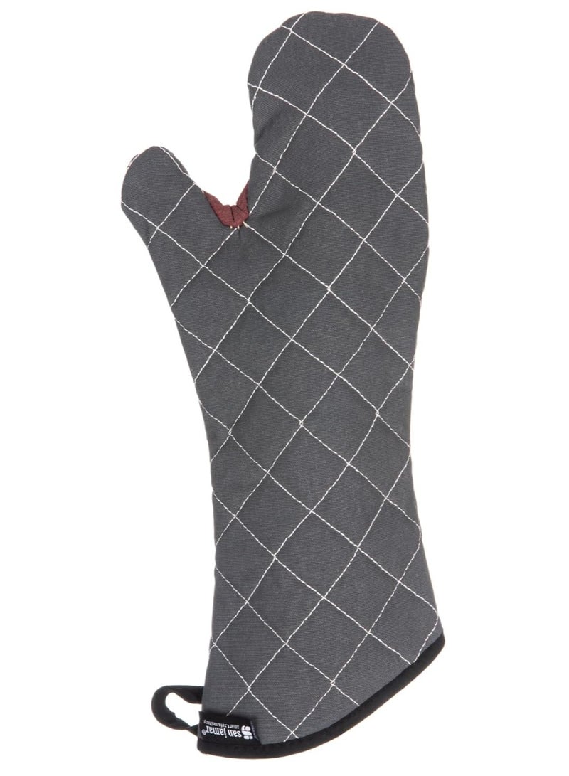 San Jamar San Jamar Bestguard Oven Mitt with Reinforced Webguard Plus, Cotton, 17 Inches, Black - Image 1