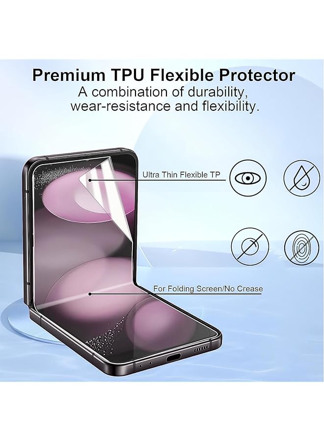 erorex Screen Protector For Samsung For Galaxy Z Flip 6 Hd Clear Tpu Hydrogel Protective Film Full Coverage Touch Sensitive In Display Fingerprint Support 2 Pcs - Image 3
