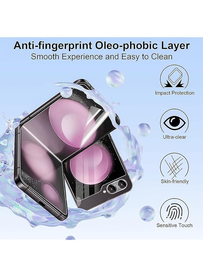 erorex Screen Protector For Samsung For Galaxy Z Flip 6 Hd Clear Tpu Hydrogel Protective Film Full Coverage Touch Sensitive In Display Fingerprint Support 2 Pcs - Image 5