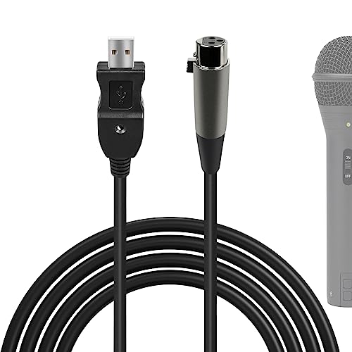 GEEKRIA for Creators USB to XLR Female Microphone Cable 10 ft 3 M Compatible with Fifine K688 AmpliGame AM8 Shure MV7 Samson Technologies Q2U Rode PodMic Balanced Mic Cord Black - Image 1