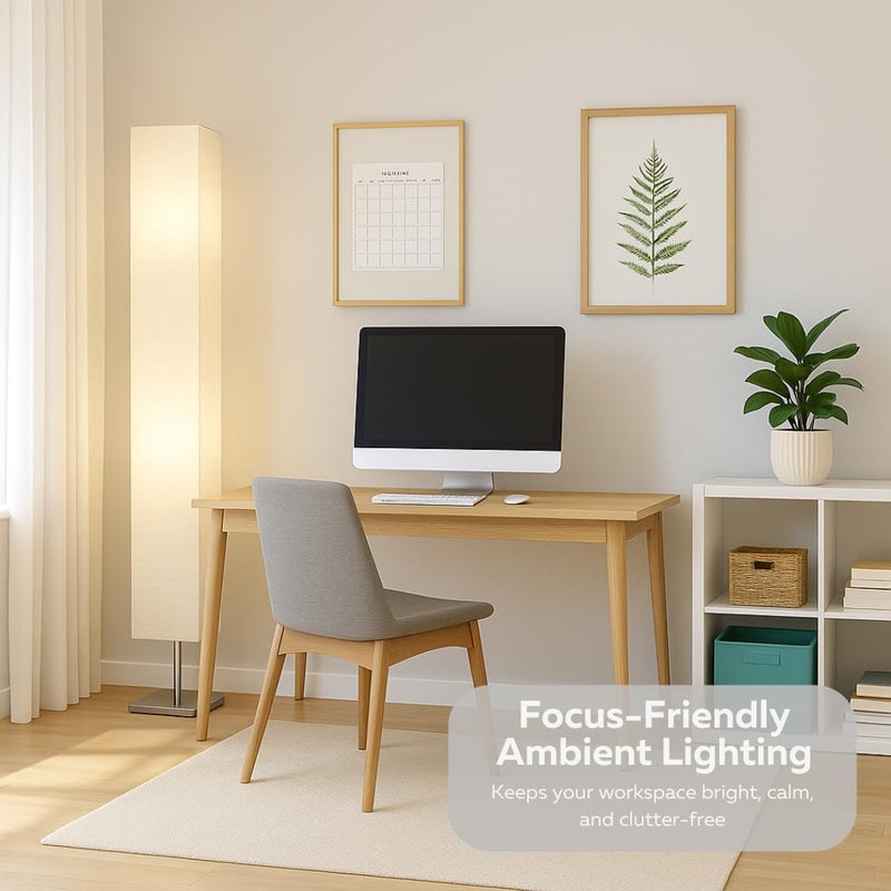 LIGHTACCENTS Honors Paper Floor Lamp 59-Inches Tall â€“ Japanese Style Standing Lamp with Chrome Base and White Paper Shade, On/Off Foot Switch, Floor Lamp for Living Room & Bedroom - Image 3