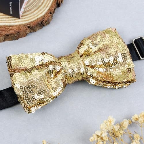 Peluche Solid Blingy Essentials Golden Squence Bow Tie - Image 2
