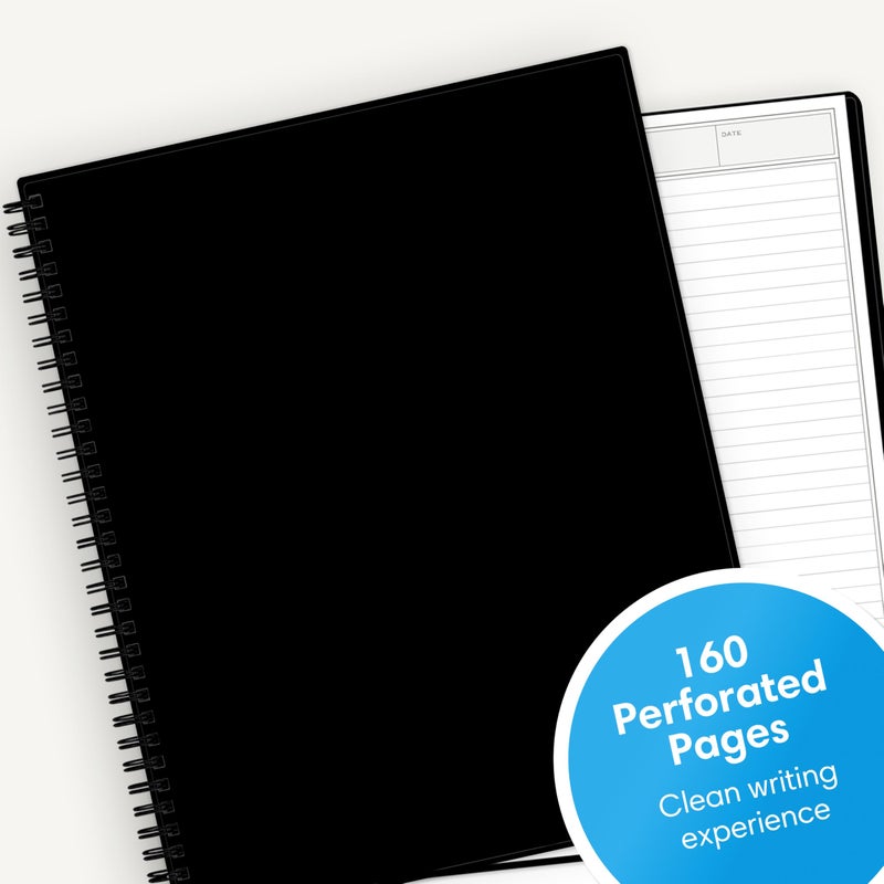 Blue Sky Notes Professional Notebook, 5.5" x 8.5" Journal, 4 Pack, Gray, Flexible Cover, Durable Twin-Wire Binding, 150+ Lined and Perforated Notes Pages, Undated, Office and School - Image 2