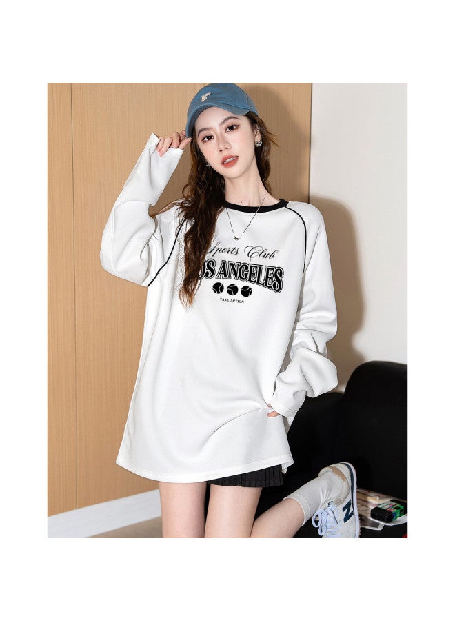 Baleno Round Neck T-Shirt Women 25 Autumn Loose Raglan Sleeve Long Sleeve Women Letter Pattern Inner Wear Top Women'S T-Shirt - Image 2