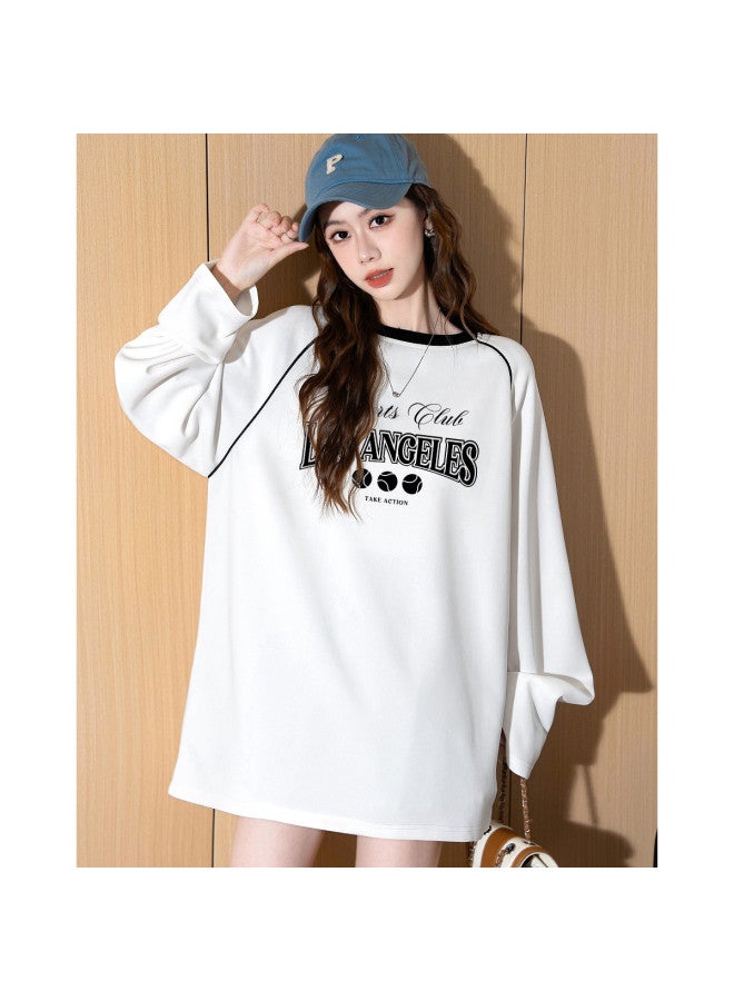 Baleno Round Neck T-Shirt Women 25 Autumn Loose Raglan Sleeve Long Sleeve Women Letter Pattern Inner Wear Top Women'S T-Shirt - Image 5