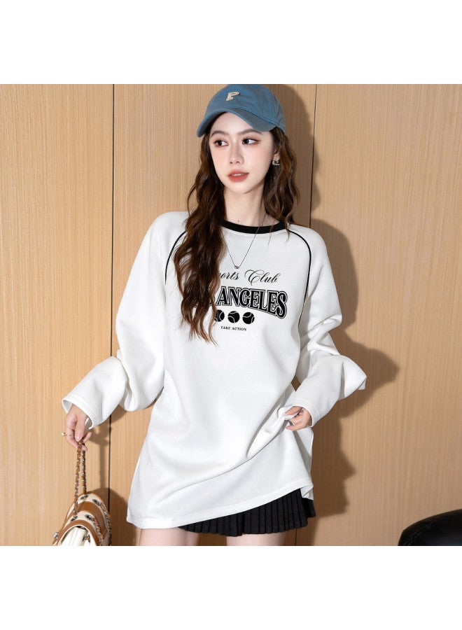 Baleno Round Neck T-Shirt Women 25 Autumn Loose Raglan Sleeve Long Sleeve Women Letter Pattern Inner Wear Top Women'S T-Shirt - Image 4