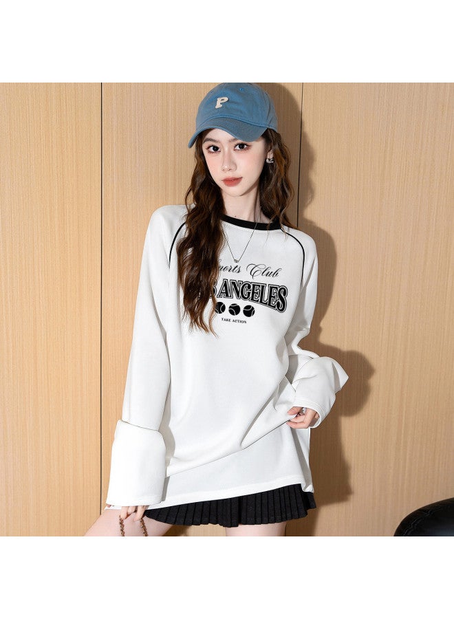 Baleno Round Neck T-Shirt Women 25 Autumn Loose Raglan Sleeve Long Sleeve Women Letter Pattern Inner Wear Top Women'S T-Shirt - Image 3