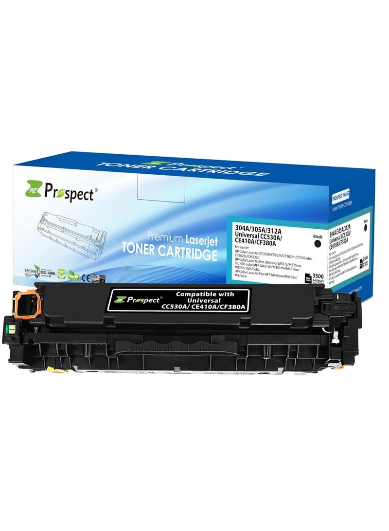 Prospect Toner 312A 305A 304A Black Laser Compatible Cartridges with Models 312A CF380A / 305A CE410A / 304A CC530A for HP Printers Color LaserJet CP2020/CP2025/CP2025n/CP2025dn/CP2025x/CM2320 HP Color LaserJet Pro 300 color M351a/M375nw, Pro 400 color MFP M451dn/M451dw/M451nw/M475dn/M475dw,HP Color LaserJet Pro MFP M476nw/M476dn/M476dw ( Black ) - Image 1