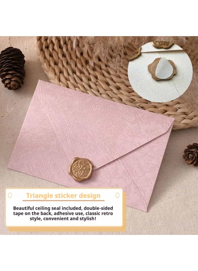 أديلي أظرف وبطاقات تهنئة 32 قطعة مجموعة كتابة كلاسيكية – 6 أظرف وردية بنقشة خشبية + 20 ورقة كتابة مخططة بتصميم الأرنب الأبيض + 6 ملصقات ختم شمعي للرسائل والدعوات والهدايا الفنية - Image 5