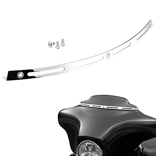 PBYMT Polished Stainless Slotted Batwing Windshield Trim Chrome Compatible for Harley Tri Electra Street Glide Ultra Limited 1996-2013 - Image 1