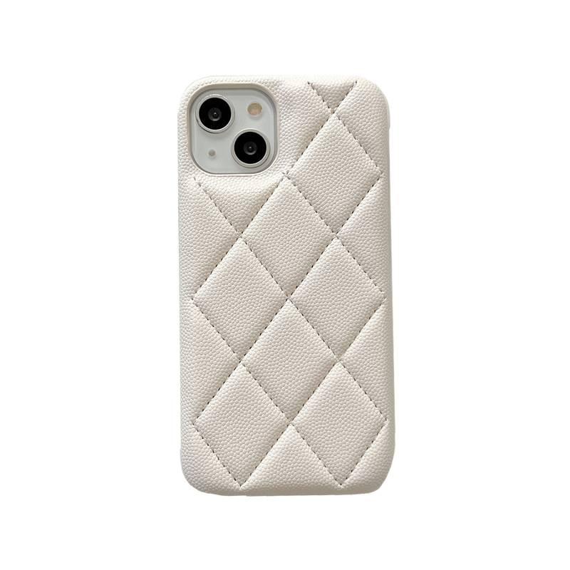 Protective Case | White | Leather Texture | Checkered Pattern | Anti-Slip Grip | Shockproof Cover for iPhone 12 Pro Max - Image 1