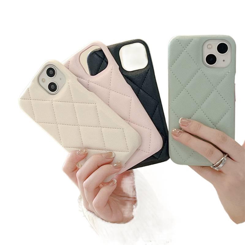 Protective Case | White | Leather Texture | Checkered Pattern | Anti-Slip Grip | Shockproof Cover for iPhone 12 Pro Max - Image 3