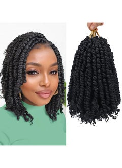 LOSMOEER 8 Packs Passion Twist Crochet Hair 8 Inch Pre-Twisted Crochet Passion Twist Hair Pre-Looped Crochet Braids Hair For Women Passion Twists Braiding Hair Synthetic Hair Extensions (1B#) 