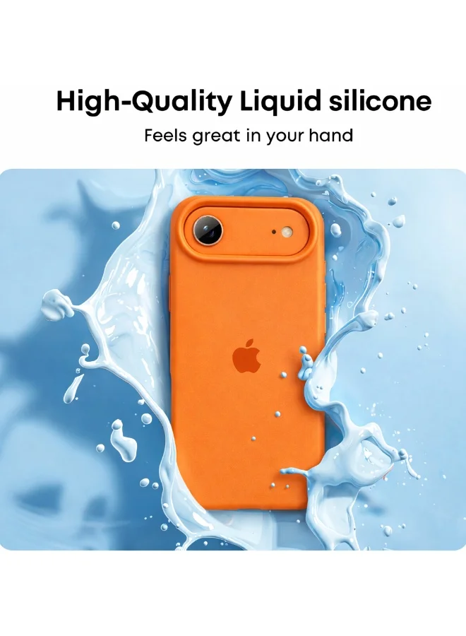 موبكوس جراب موبكوس الفاخر من السيليكون المغناطيسي للشحن اللاسلكي مع شعار برتقالي لهاتف آيفون 17 Air | ملمس ناعم كالحرير | حماية مقاومة للصدمات بمعايير عسكرية | توافق مغناطيسي قوي | غطاء أنيق ونحيف