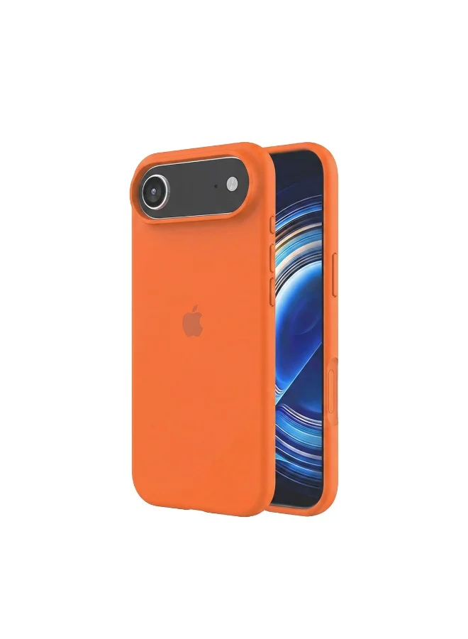 Mobcos Mobcos iPhone 17 Air Orange Elite Logo Premium Silicone Magnetic Wireless Charging Case for iPhone | Silky Soft Touch | Military-Grade Shockproof Protection | Strong Magnetic Compatibility | Luxury Slim Cover