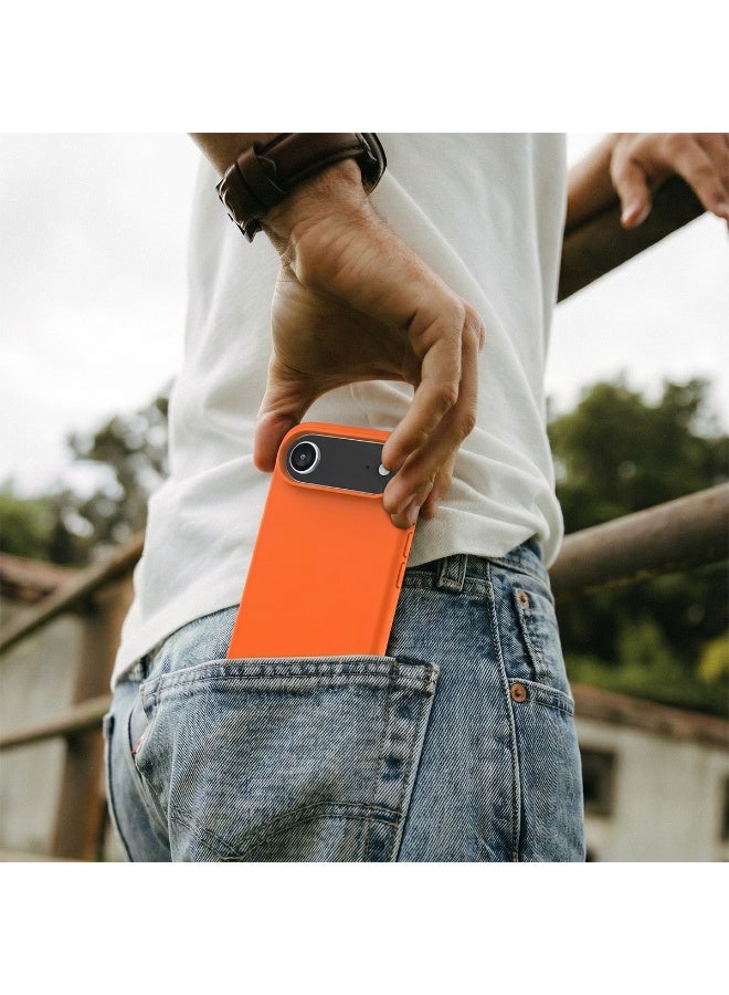 موبكوس جراب Mobcos iPhone 17 Air البرتقالي بشعار Elite، مصنوع من السيليكون الفاخر، مزود بخاصية الشحن اللاسلكي المغناطيسي | ملمس ناعم كالحرير | حماية فائقة ضد الصدمات بمعايير عسكرية | توافق مغناطيسي قوي | غطاء أنيق ونحيف - Image 5