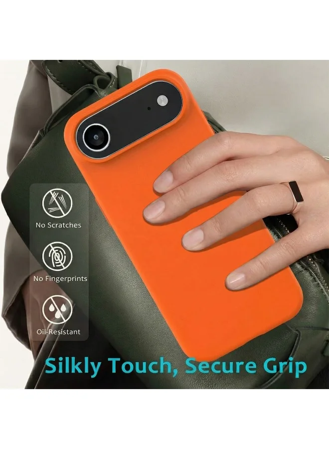 Mobcos Mobcos iPhone 17 Air Orange Elite Logo Premium Silicone Magnetic Wireless Charging Case for iPhone | Silky Soft Touch | Military-Grade Shockproof Protection | Strong Magnetic Compatibility | Luxury Slim Cover