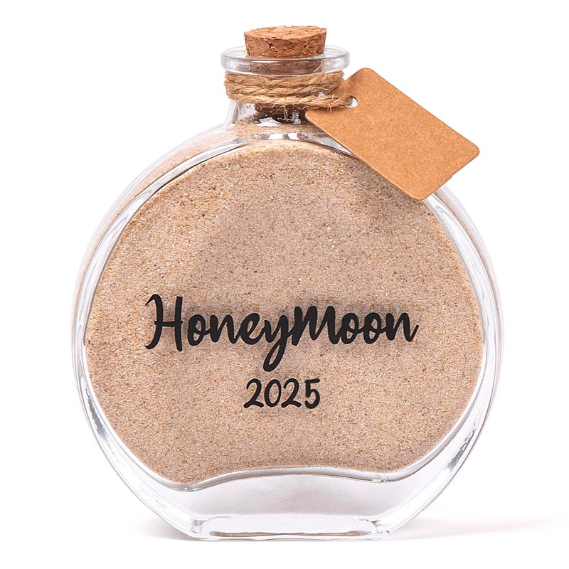 TUNGURIS Honeymoon Sand Keepsake Jar 2025Bridal Shower Wedding Engagement Honeymoon Travel Gift for Couples Newlywed FianceGift Box Includes  100ml Round Shape Glass