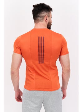 Adidas Men Sportwear Fit Brand Logo Short Sleeve Training Jersey, Orange Combo  - Image 4
