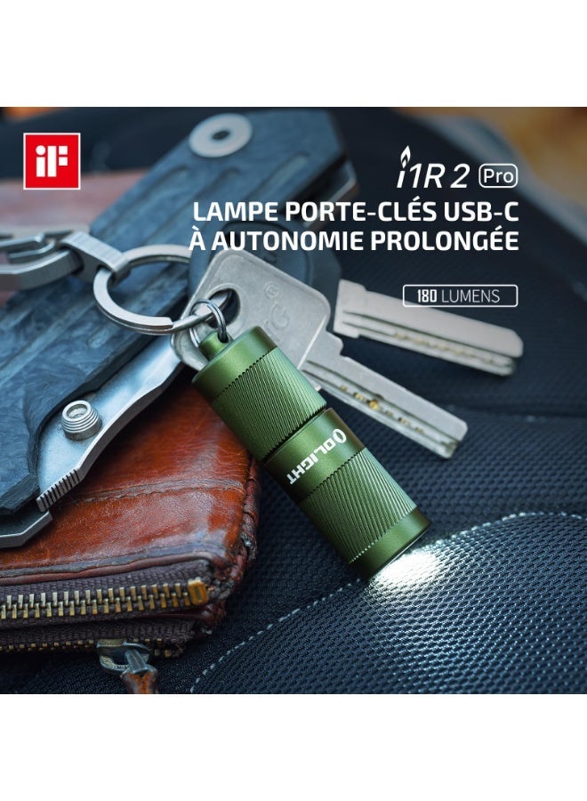 أولايت مصباح سلسلة مفاتيح Olight i1R 2 Pro، مصباح LED بقوة 180 لومن، شعاع 48 متر للإضاءة الخارجية والداخلية والحمل اليومي - Image 2