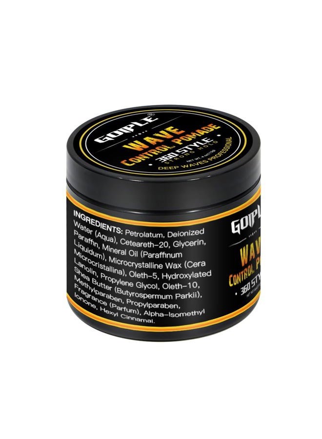 Goiple Natural Wave Pomade for Men Strong Hold, Easy Wash 360 Wave Training Hair Cream, Waves Grease for Men Promotes Layered Waves, Moisture, Control and Silky Shine (with Travel Size) - Image 2