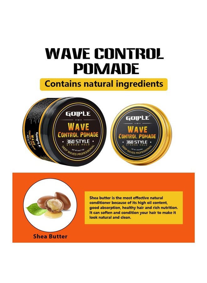 Goiple Natural Wave Pomade for Men Strong Hold, Easy Wash 360 Wave Training Hair Cream, Waves Grease for Men Promotes Layered Waves, Moisture, Control and Silky Shine (with Travel Size) - Image 3
