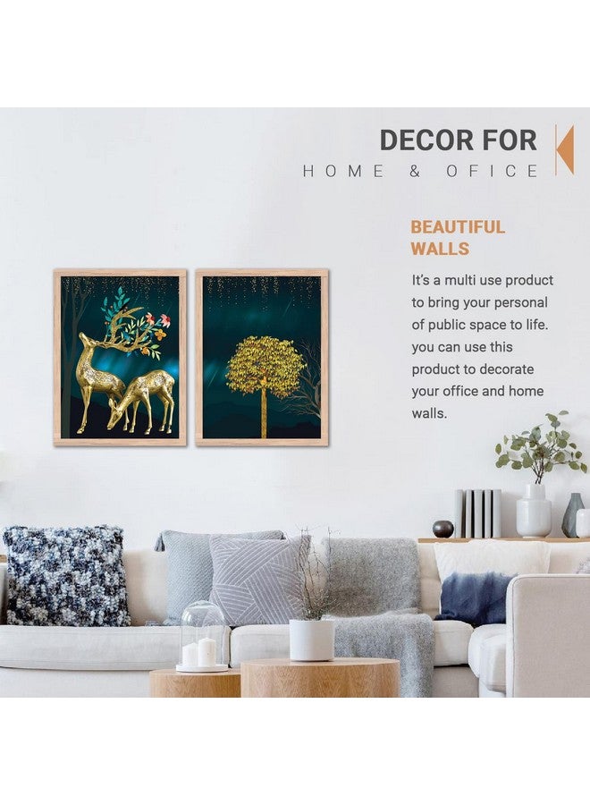 walllane - Beige Colour Art Painting For Living Room Bedroom Office | Deer Painting With Frame | Painting For Wall Decoration (10 Inch x 13 Inch) Set 2 Cate- 04 - Image 5