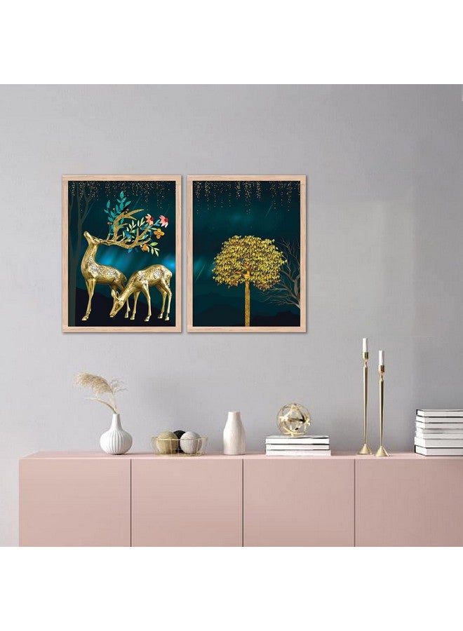 walllane - Beige Colour Art Painting For Living Room Bedroom Office | Deer Painting With Frame | Painting For Wall Decoration (10 Inch x 13 Inch) Set 2 Cate- 04 - Image 4