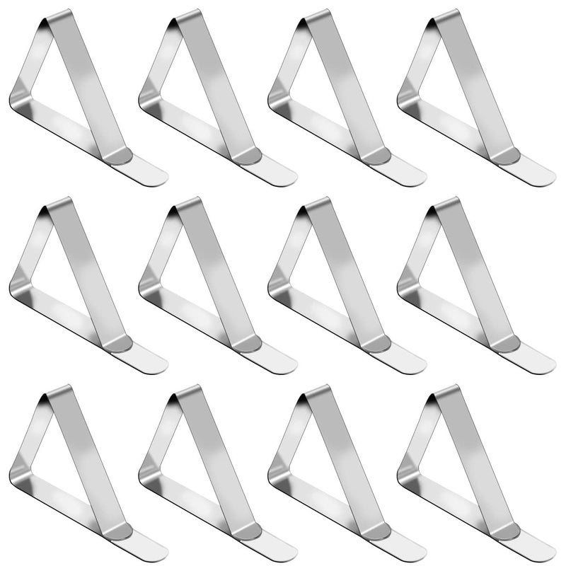12 Pack Tablecloth Clips Stainless Steel Table Cloth Cover Clamps Picnic Table Clips Heavy Duty Table Cloth Holders Ideal for Camping Restaurant Outdoor Wedding Home Kitchen Graduation Party Marquees