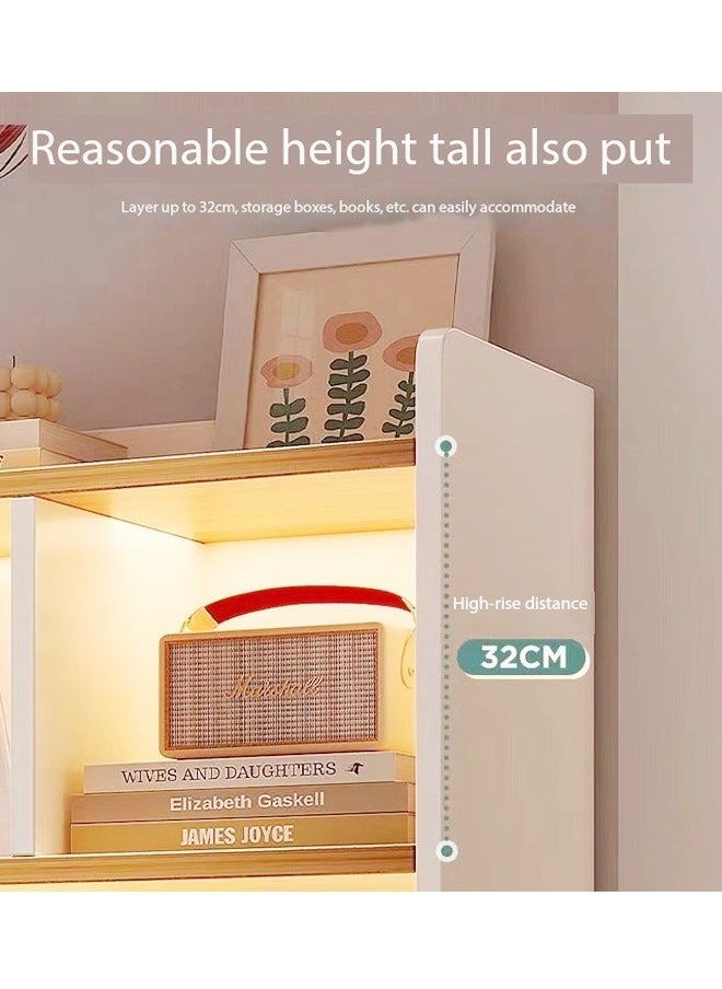 fashionhome - Multipurpose Multi-Tiers Wooden Bookshelf Large Storage Display Rack With 2 Drawers and 1 Door Cabinet Vertical Freestanding Floor Shelf Bookcase for Living Room Home Office Furniture 80x24x180 cm - Image 1