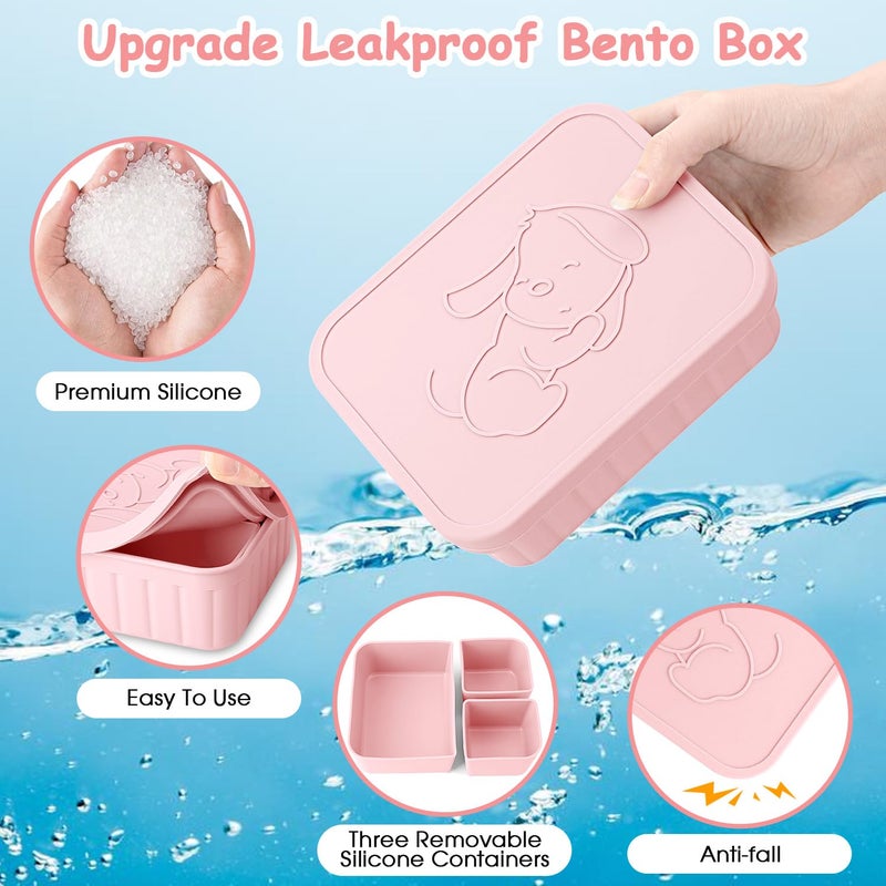 Oyrlize Bento Lunch Box for Kids-Reusable Silicone Kids Bento Box Lunch Container Leakproof Lunchbox Meal Prep Food Storage Containers with 3 Removable Compartmentsâ€“Dishwasher Safe/BPA Free/Portion Control - Image 5