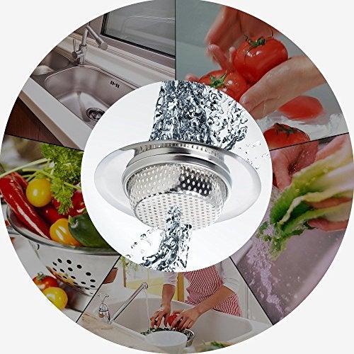 Fengbao فنجباو 2 قطع مصفاة حوض المطبخ - ستانلس ستيل، حافة واسعة كبيرة بقطر 4.5 إنش - Image 5