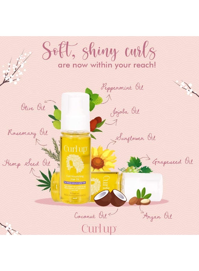 كيرل أب زيت كيرل أب كيرل المغذي للشعر - زيت خفيف وغير دهني وغير لزج للشعر المموج والمجعد، خالٍ من شمع البارافين والزيوت المعدنية والفثالات، 100 مل - Image 2