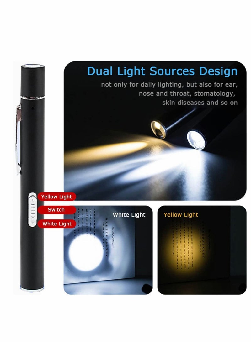 SYOSI Pen Torch Reusable, 2 PCS Diagnostic Medical Penlight USB Rechargeable LED Pen Ligh for Nurses Students Doctors, Mini Flashlight with 2 LED Sources, Magnetic Cap, Pocket Clip  - Image 3