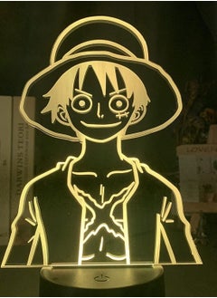 althiqahkey 3D Illusion LED Night Light Japan Anime One Piece Figure Cartoon Table Lamp with Touch Sensor USB Powered Bedroom Decor Atmosphere Light Skull Flag Luffy  - Image 1