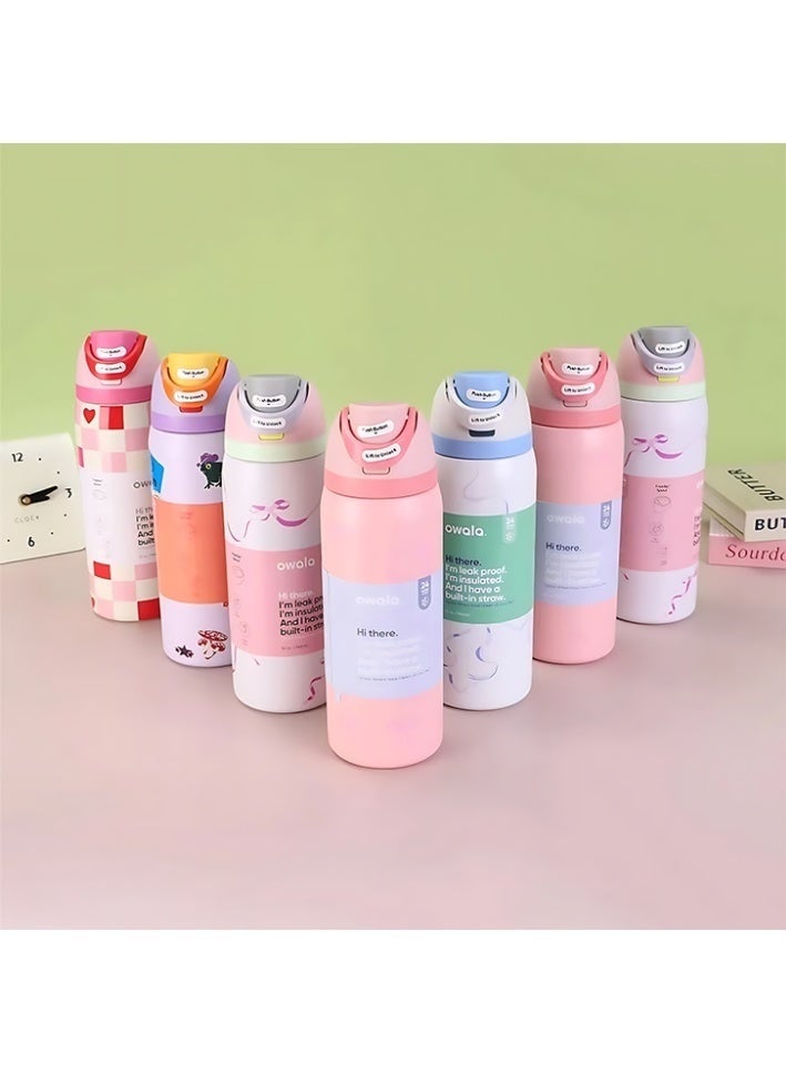 Owala FreeSip Double Insulated Stainless Steel Water Bottle | With Straw | BPA-Free | Sports Water Bottle | 32 oz | 1-Pack (Pink Ribbon) - Image 4
